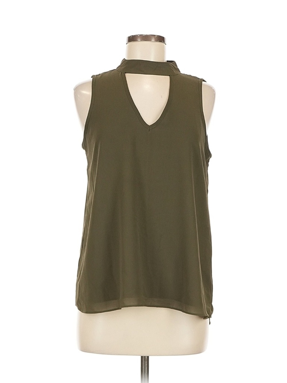 My Michelle Olive Green Sleeveless V-Neck Top with Keyhole Detail